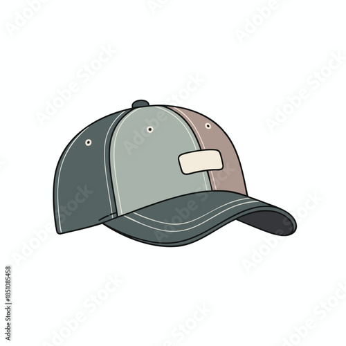 Baseball cap illustration with three tones of color and a blank label