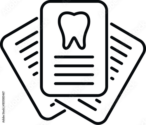 Stacking dental records presenting a tooth icon with written information