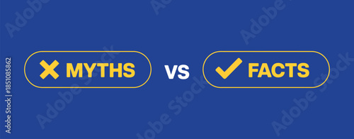 Myths vs Facts Vector Banner Design Featuring Battle Concept Illustration