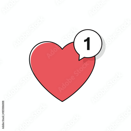 A stylized heart with a notification badge showing the number 1