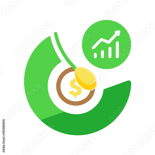 Financial growth and investment concept with dollar coin and graph