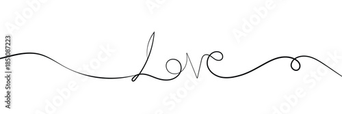 Continuous line drawing word Love for wedding, valentine card background, logo. Calligraphy letter text love word wedding background. Vector illustration love concept. vector illustration .EPS 10 .