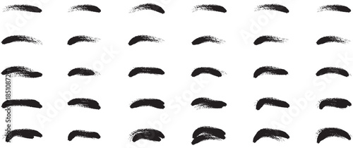 Black ink brush strokes vector set. Abstract grunge texture on white background. Black paintbrush. Grange marker texture.