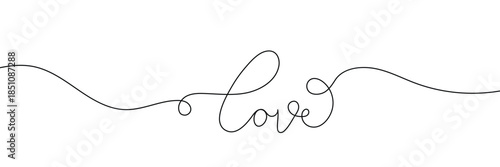 Continuous line drawing word Love for wedding, valentine card background, logo. Calligraphy letter text love word wedding background. Vector illustration love concept. vector illustration .EPS 10 .