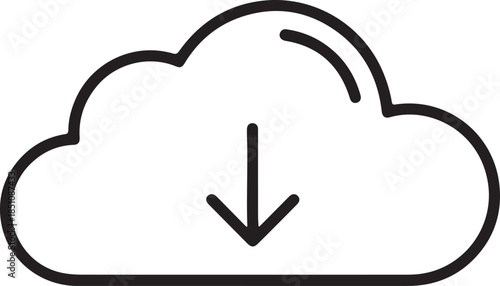 Cloud download icon symbolizing data transfer and storage concept on white background