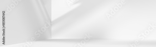 background of empty corner room with white walls and shadows