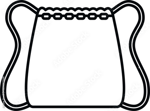 Minimalist drawstring bag black line art illustration on white background