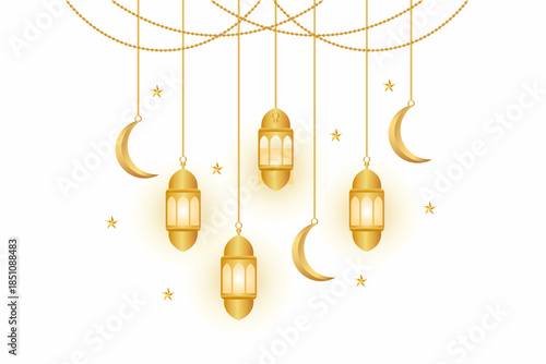 Realistic ramadan lantern decoration illustration design