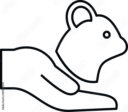 Hand holding a mouse head symbolizing animal care, welfare, and compassion for rodents