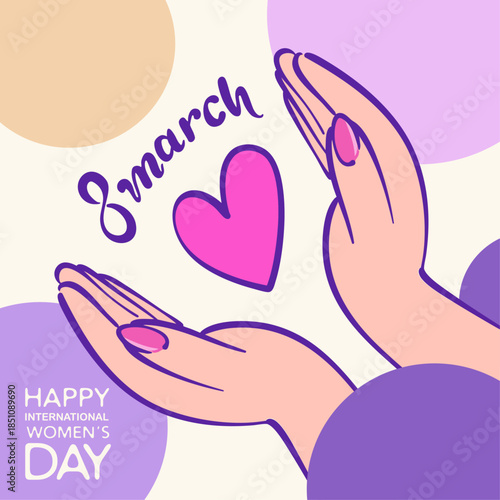 8 march Women's Day celebration card, give to gain, background template, vector illustration