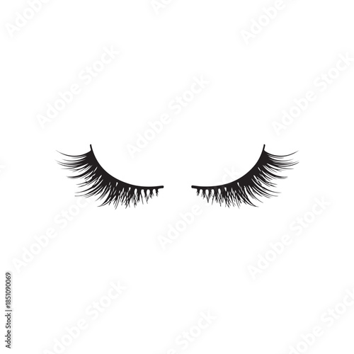 Pair of false eyelashes on white background