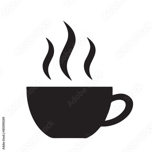 A cup of hot cafe coffee or caffeine drink flat vector icon in white background.