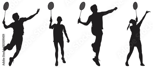 Dynamic Racket Sport Athlete Shadow Figures Pack.