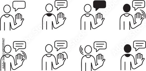 Inclusive Communication and Digital Accessibility Line art Icon set