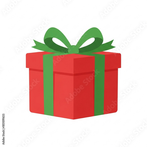 Festive red gift box with a green ribbon and bow, symbolizing celebration and surprise