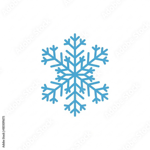 Minimalist blue snowflake vector icon symbolizing winter, cold weather, frost, and the holiday season. Perfect graphic for festive designs, seasonal decorations, and climate-related themes