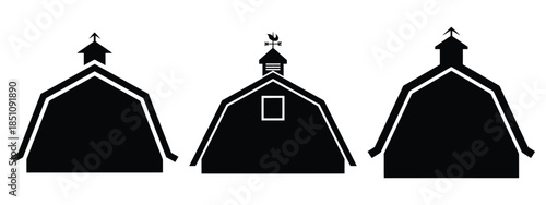 farm barn roof silhouette icon set. agriculture, plant-based lifestyle symbols