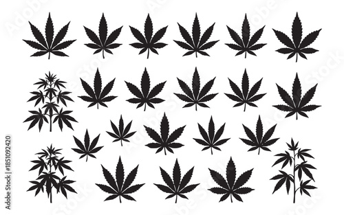 Cannabis Marijuana Leaf Silhouettes