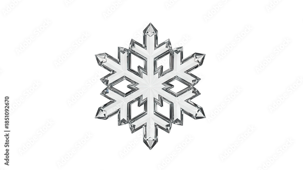 Fototapeta premium Crystal Snowflake Isolated on White Background