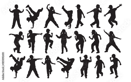 Kids Hip Hop Breakdance Silhouettes