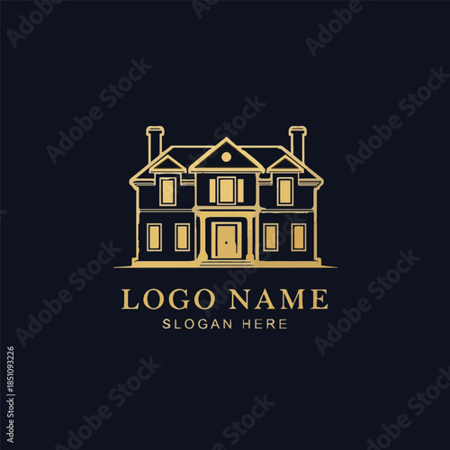 Luxury Classic Mansion Logo Design Suitable for Real Estate Agency, Property Developer, Hotel Brand, Architecture Firm, and Premium Housing