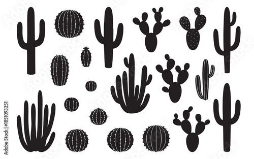 Desert Cactus Plant Silhouette Set