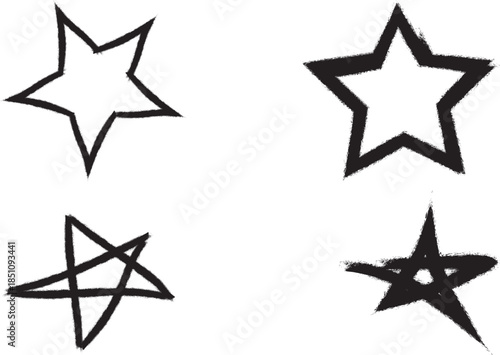 Two hand drawn doodle stars outline