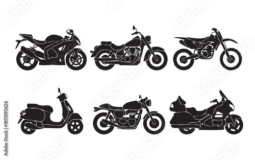 Motorcycle Vehicle Silhouette Set