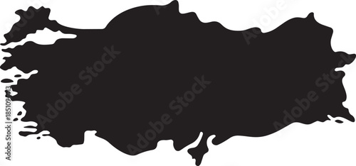 Black silhouette map of turkey geographic region country outline vector illustration