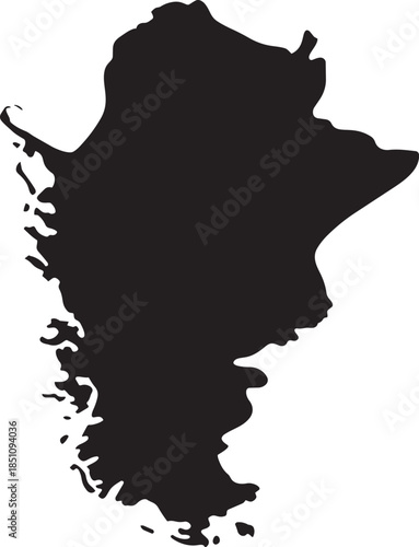 Black silhouette of Argentina map geographical borders on transparent background isolated vector