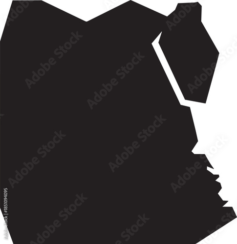 Black silhouette of Iraq map geographical borders on transparent background isolated vector