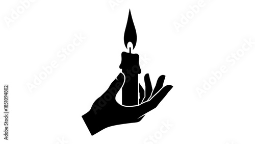 A hand holding a burning candle, symbolizing hope, remembrance, and spiritual light in the darkness.