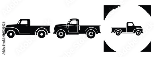 farm truck silhouette icon set. agriculture, plant-based lifestyle symbols