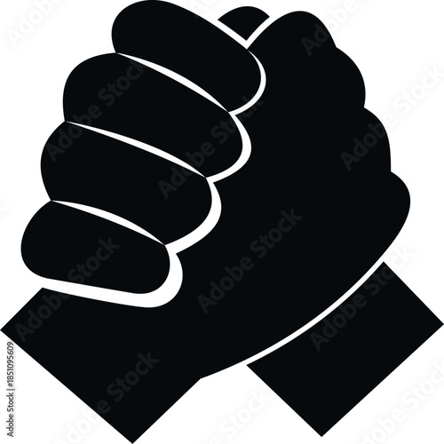 Two hands interlocking in a grip, representing teamwork, brotherhood, and solidarity