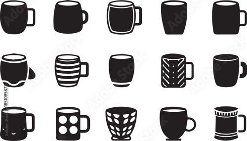 Coffee mug icon vector set. Tea cup illustration sign collection Illustrator Artwork