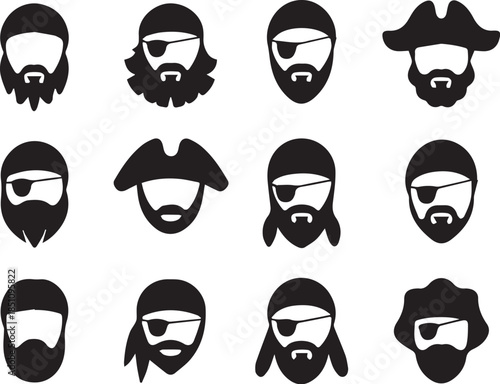 Viking face one-eyed  silhouette Illustrator Artwork