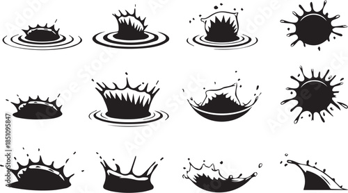 Water splash silhouettes set vector illustration Artwork