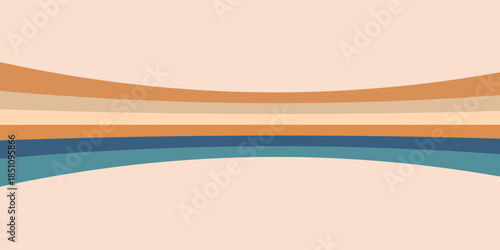 Abstract colorful 70s background vector. Vintage retro wallpaper with rainbow stripes and wavy lines.