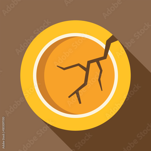 Round icon showing earth with a crack, symbolizing earthquake or damage