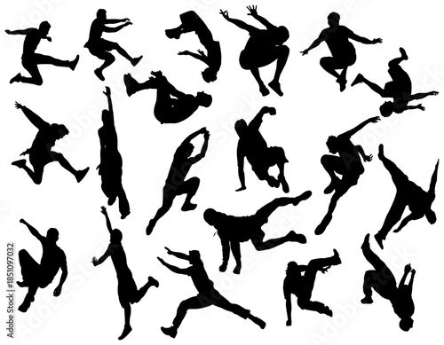 Set parkour silhouette vector illustration