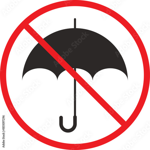 no umbrella icon set. Rain protection prohibition symbols. Umbrella forbidden graphic design. Restricted entry and safety signs.