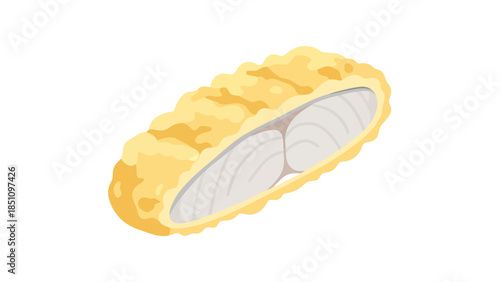 Close up of Tempura Sushi Roll Featuring Crispy Golden Batter and Fresh Fish