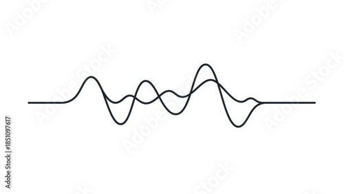 Dual Waveform Graphic Illustration with Intersecting Peaks and Troughs on White Background