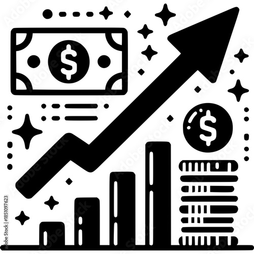 PAYDAY Arrow Coins Growth Icon Financial Vector