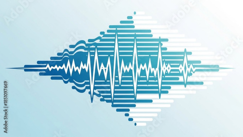 Blue Digital Waveform Graphic Illustration with White Accents and Gradient Background