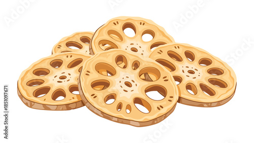 Close up of Lotus Root Slices for Healthy Cooking and Culinary Use