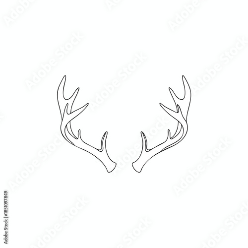 Line drawing of symmetrical antlers on a white background