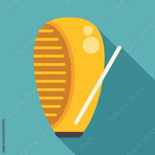 Guiro percussion instrument vector illustration featuring its textured surface and a stick