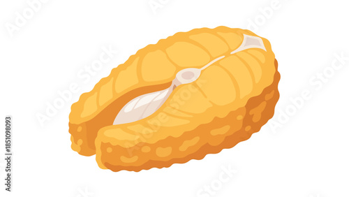 Close up of a crispy golden snack food with a filling