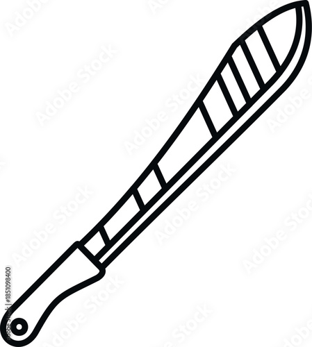 Machete illustration presenting a knife or cutting tool vector icon